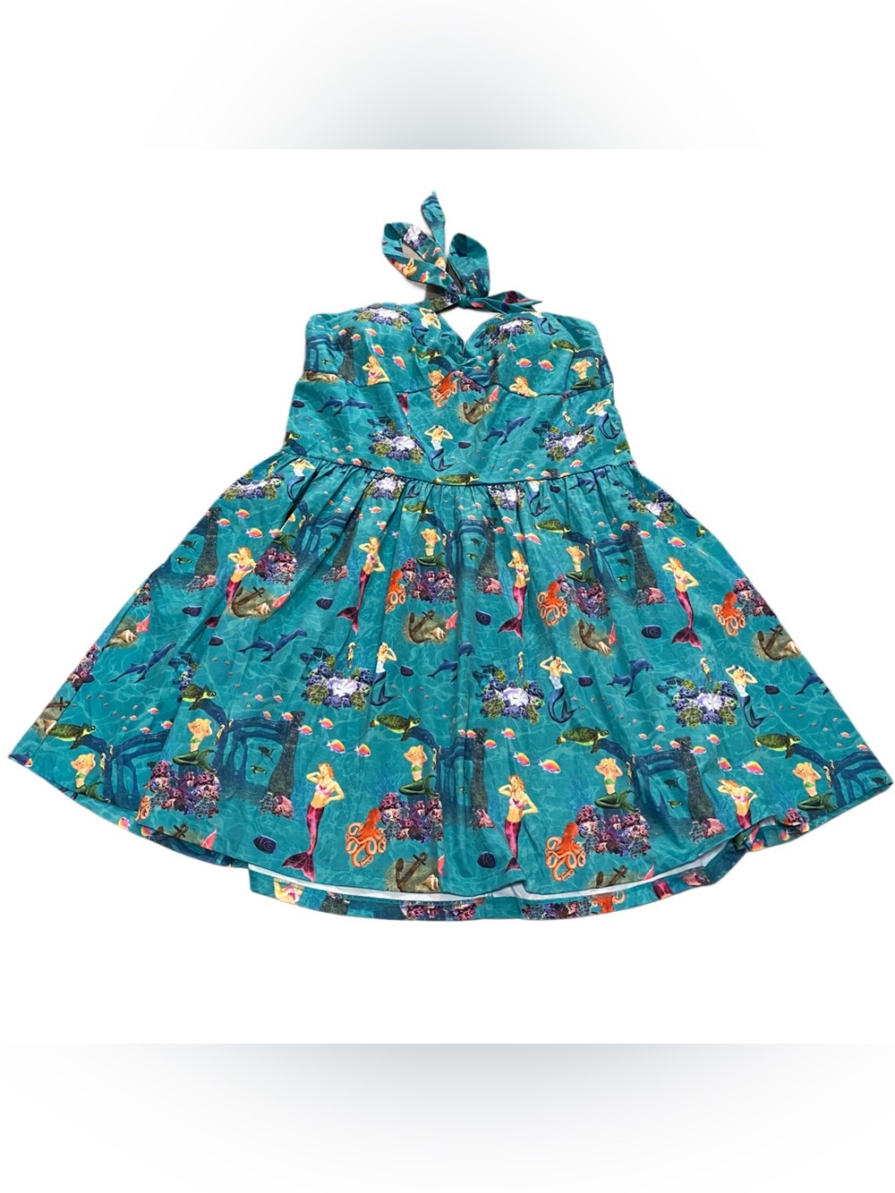 NEW Lindy Bop Retro Rockabilly Summer Mermaid Pinup Print Halter Dress US 20